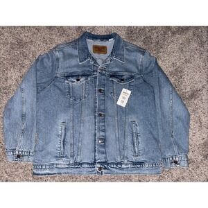 Levis Jacket Mens XL Blue Denim Trucker Light Wash Stretch Adjustable‎ Pc9-39760